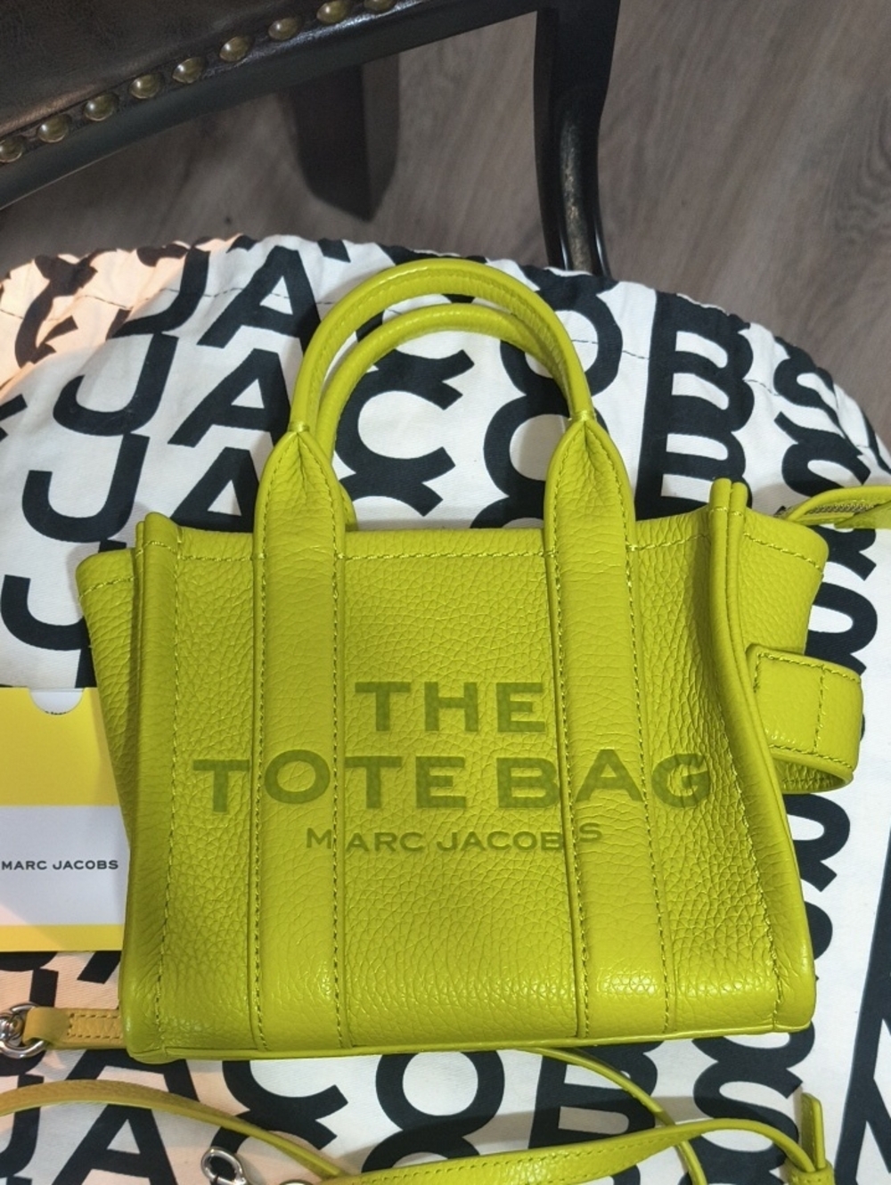 Marc Jacobs Pebbled Leather Mini Tote in Citronella